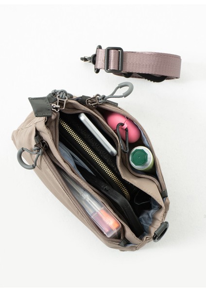 Kadın 3 Bölmeli Paraşüt Kumaş Ayarlanabilir Çapraz Askılı Çanta