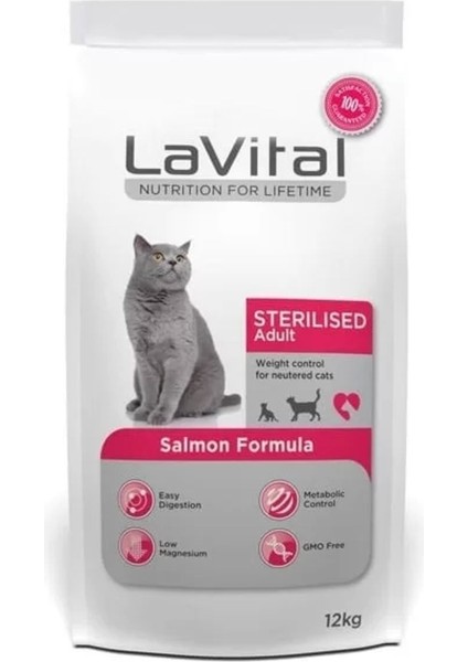 Lavital Sterilised Somonlu Kısırlaştırılmış Kedi Maması 12 kg