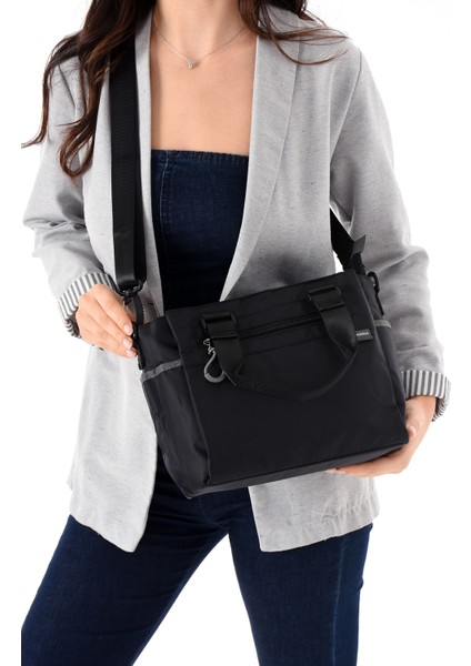 Kadın 4 Gözlü Desenli Paraşüt Kumaş Ayarlanabilir Çapraz Askılı El Ve Omuz Çantası