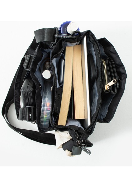 Kadın 4 Gözlü Desenli Paraşüt Kumaş Ayarlanabilir Çapraz Askılı El Ve Omuz Çantası