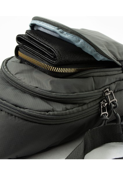 Unisex Paraşüt Kumaş Suya Dayanıklı 3 Bölmeli Çapraz Ve Sırtlık Askılı Body Bag