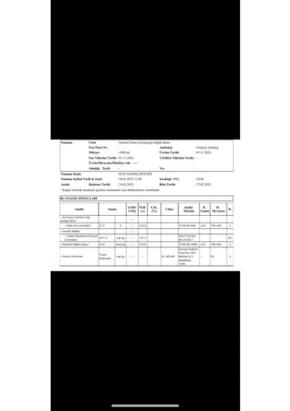 %0.1 Asit Oranı Yüksek Polifenol (427++) Oganik Natürel Sızma Zeytinyağı 1 Litre
