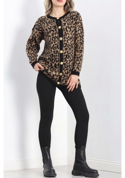 Kahve Leopar Hırka