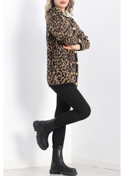 Kahve Leopar Hırka