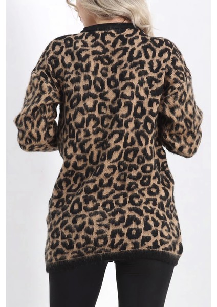 Kahve Leopar Hırka