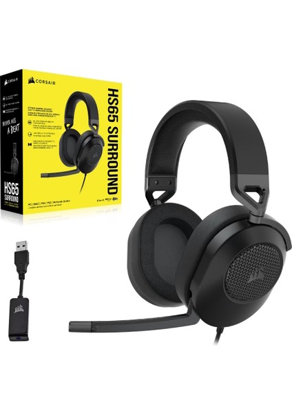 Corsaır HS65 Surround Kulaklık, (Dolby Audio, 7.1 Surround, Sonarworks Soundıd, Multi-Platform) Carbon (CA-9011270-EU)