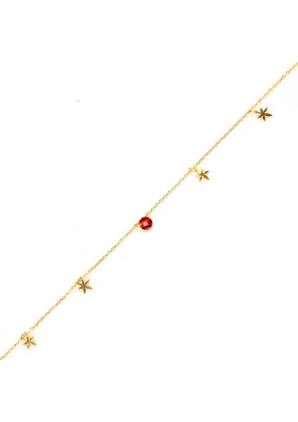 925 Ayar Gümüş Yuvarlak Garnet Taşlı Yusufçuk Model Halhal
