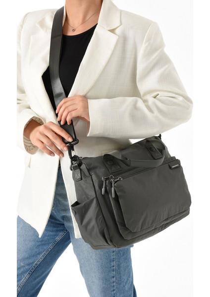 Kadın 4 Bölmeli Paraşüt Kumaş Ayarlanabilir Çapraz Askılı El Ve Omuz Çantası