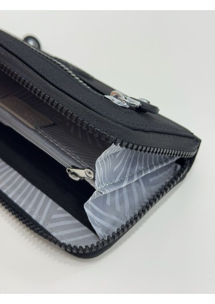 Kadın Krinkıl Kumaş Metal Fermuarlı Kartlık ve Bozuk Para Bölmeli Cüzdan