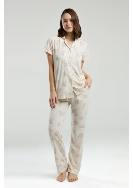PC9007 - Beyaz - Pıerre Cardın Kadın Gömlek Pijama Takımı fiyatları