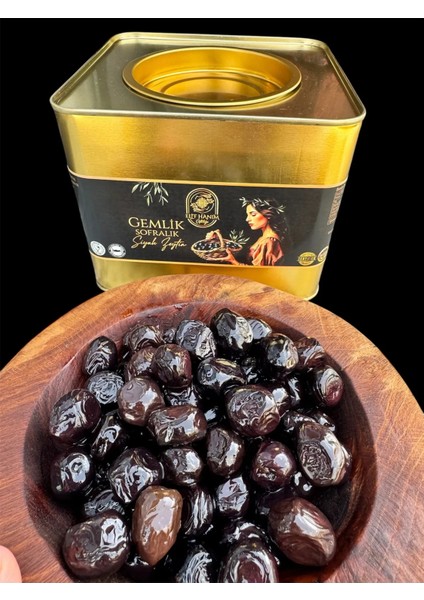 Gemlik Premium L Taş Baskı Siyah Zeytin Doğal