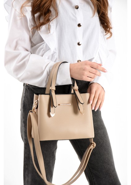 Kadın 4 Bölmeli Gold Aksesuarlı Sade Şık Omuz ve El Çantası fiyatları