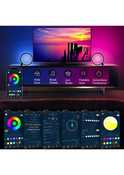 Akıllı Rgb Müzik Ritim Gece Lambası 25 cm Alüminyum 10 Inç Halka LED Işığı Masa Lamba fırsatları