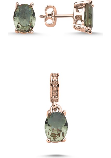 Özel Kutu ve Gümüş Bezi Ile 6X8MM Oval Sultanit Zirkon Tektaş Set