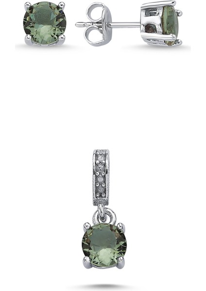Özel Kutu ve Gümüş Bezi Ile 6mm Yuvarlak Sultanit Zirkon Tektaş Set
