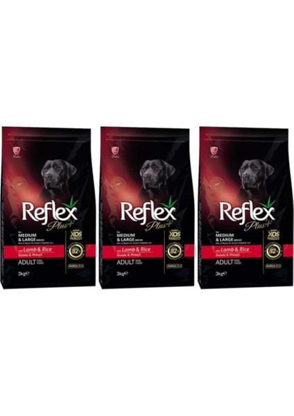 Orta Büyük Irk Kuzulu Pirinçli Yetişkin Köpek Maması 3 kg x 3 Adet