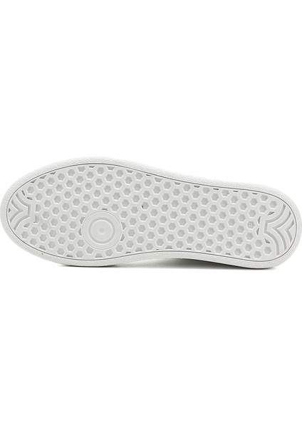 Kadın Beyaz Lastik Bağcıklı Hakiki Deri Sneaker