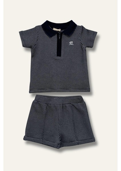 Erkek Bebek Polo Yaka T-Shirt ve Şort Ikili Takım - Lacivert