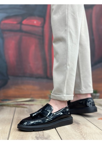 ET0005 Bağcıksız Yüksek Taban Klasik Rugan Kemerli Püsküllü Erkek Ayakkabı fiyatları