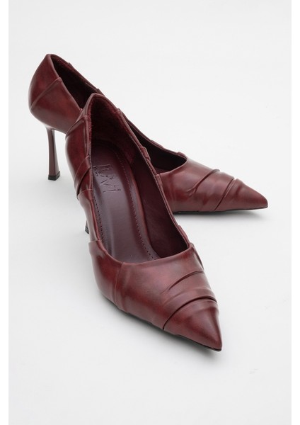 Anly Bordo Cilt Kadın Ince Topuklu Ayakkabı