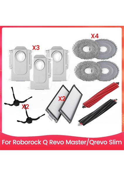 Roborock Qrevo Master Qrevo Slim Elektrikli Süpürge Yedek Parçaları Için 13 Adet Fırça Filtre Toz Torbası ve Paspas Bezi Seti (Yurt Dışından)