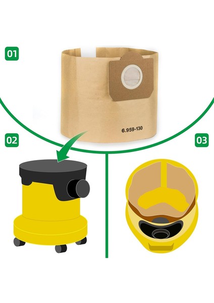 Karcher 6.959-130.0 Için 15 Paket Elektrikli Süpürge Torbası, Karcher Elektrikli Süpürge Için Kağıt Filtre Torbaları, Wd3 1629 Mv3 Premium (Yurt Dışından) fırsatları