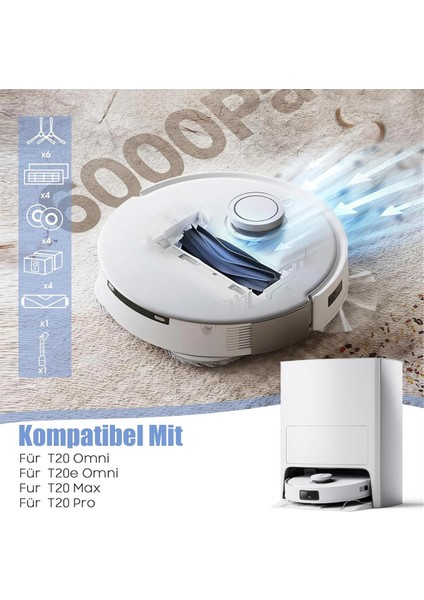 Ecovacs Deebot T20 Omni / T20E Omni / T20 Max / T20 Pro Ana Yan Fırça Hepa Filtre Paspas Bezi Toz Torbaları Parçaları (Yurt Dışından)