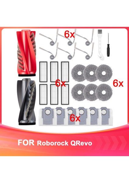 Roborock Qrevo Curv Robot Süpürge Aksesuarları, Yedek Parçalar Toz Torbaları, Paspas Pedleri, Ana Fırça, Yan Fırçalar (Yurt Dışından)