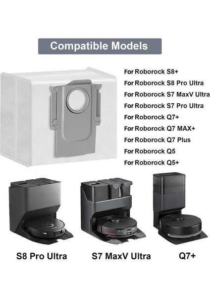 Roborock S8+, S8 Pro Ultra, S7 Maxv Ultra S7 Max, S7 Maxv Ultra, Q7 Q7+ Q8 Max+ Q5 Q5+ Robot Süpürge Için 22'li Toz Torbası Paketi (Yurt Dışından) fiyatları
