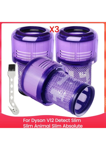Dyson V12 Detect Slim, Slim Animal, Slim Absolute Elektrikli Süpürgeler Için 3 Adet Filtre Değişimi SV34 SV35 Temizleyici Filtre (Yurt Dışından)