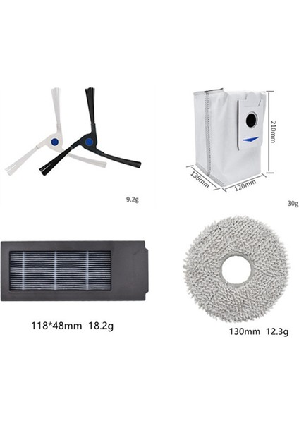 Ecovacs Deebot X2 / X2 Pro / DEX86 Robot Süpürge Için 16 Adet Yedek Parça Yan Fırça Filtresi Toz Torbası Paspas Bezi (Yurt Dışından) fiyatları