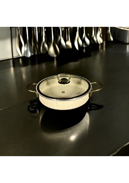 20 cm Krem Çift Kulp Granit Tava fırsatları