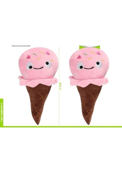 Sesli Pembe Dondurma Peluş Köpek Oyuncağı 17,5 cm
