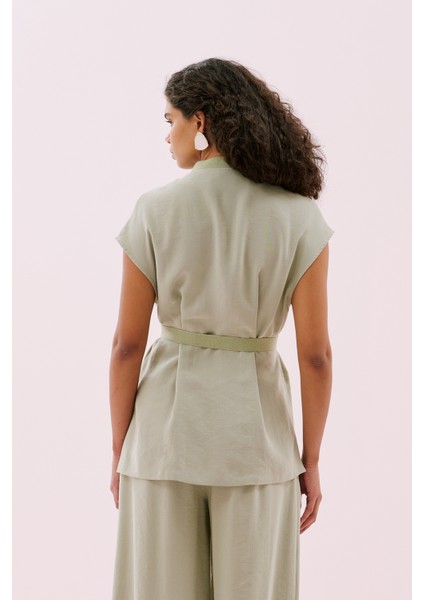 Önü Fermuarlı Düşük Omuz Yelek Yeşil Y2516010_012 fiyatları