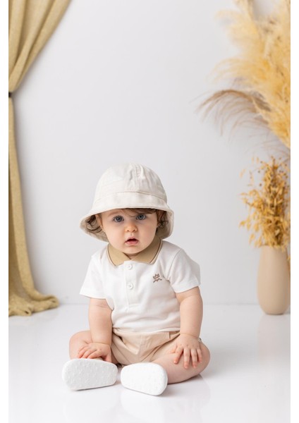 Erkek Bebek Polo Yaka T-Shirt - Ekru modelleri