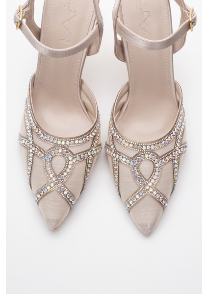 Volby Bej Saten Taşlı Kadın Abiye Ayakkabı fiyatları