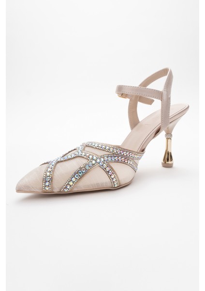 Volby Bej Saten Taşlı Kadın Abiye Ayakkabı fırsatları