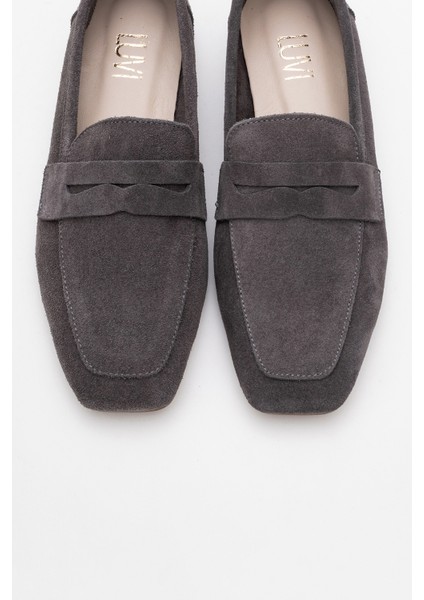 Morne Füme Süet Deri Kadın Loafer Ayakkabı