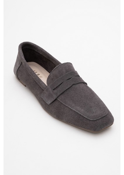 Morne Füme Süet Deri Kadın Loafer Ayakkabı