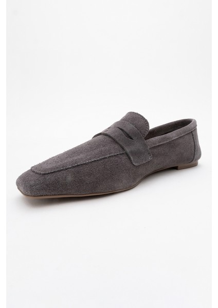 Morne Füme Süet Deri Kadın Loafer Ayakkabı