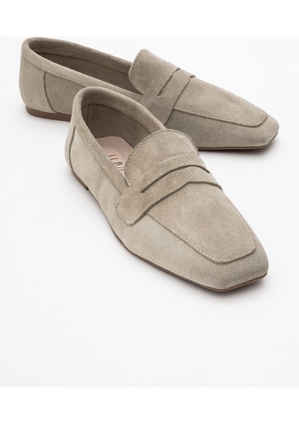 Morne Bej Süet Deri Kadın Loafer Ayakkabı