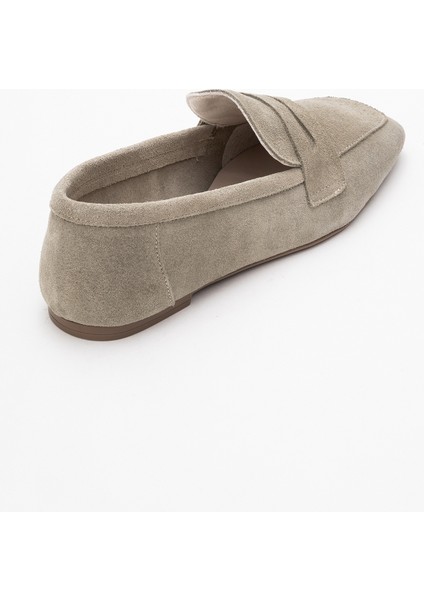 Morne Bej Süet Deri Kadın Loafer Ayakkabı fırsatları