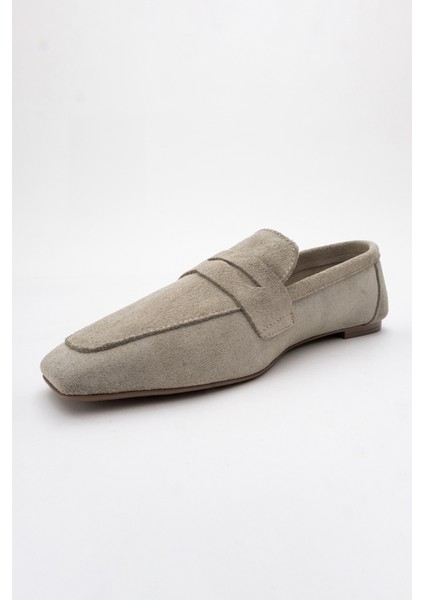 Morne Bej Süet Deri Kadın Loafer Ayakkabı indirimleri