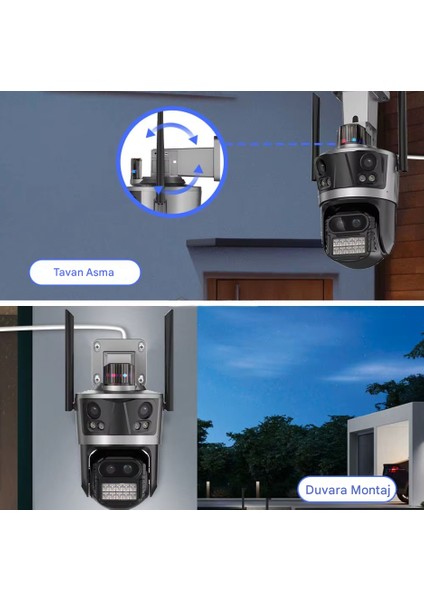8k Wifi 16MP Dört Ekran Güvenlik Kamerası Cctv Ip Kamera 8x Zoom Dış Mekan Koruma fırsatları