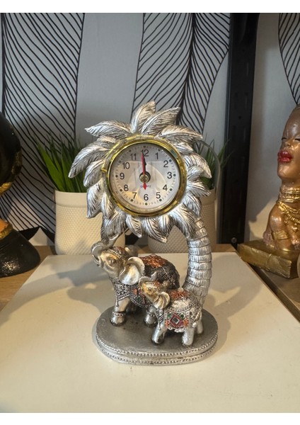 Dekoratif Palmiye Fil Masa Saat Polyester