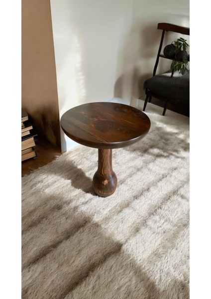Wood Wooden Ahşap Tekli Konik Mantar Yan Sehpa Modern Ceviz Renk Fiskos fiyatları