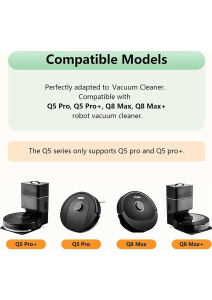 Q8 Max Max+(Plus) Q5 Pro Pro+(Plus) Robot Süpürge Ana Yan Fırça Hepa Filtre Yedek Parçaları (Yurt Dışından)