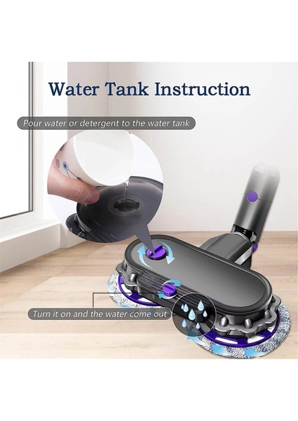V7 V8 V11 V10 V15 Elektrikli Süpürge Islak ve Kuru Paspas Temizleme Başlığı Çıkarılabilir Su Tankı ile (Yurt Dışından)
