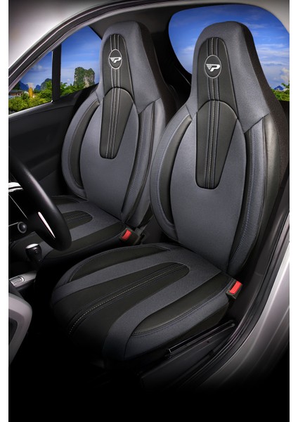 Panda Smart Araçlarla Uyumlu Lakos Kumaş Ortopedik Destekli Oto Koltuk Kılıfı- Ön Iki