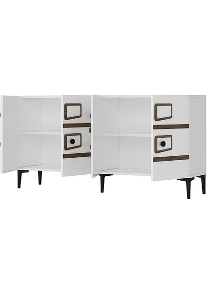 Estact (KB150) Konsol Beyaz-Ceviz